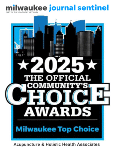 A plaque showing that Acupuncture & Holistic Health Associates was voted one of the best Acupuncture Clinics in Milwaukee in 2025